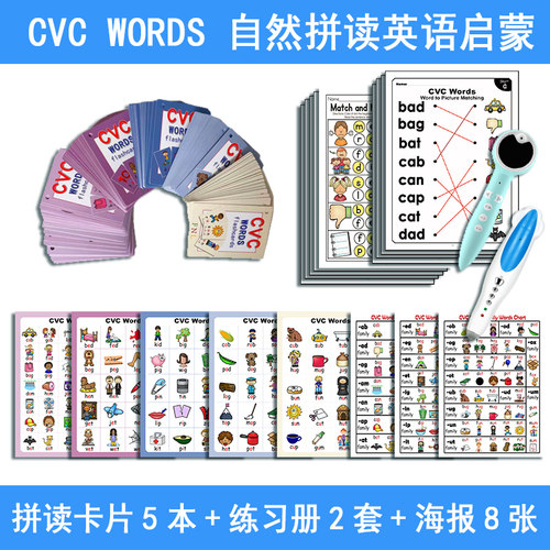 自然拼读CVC卡片启蒙教学教具