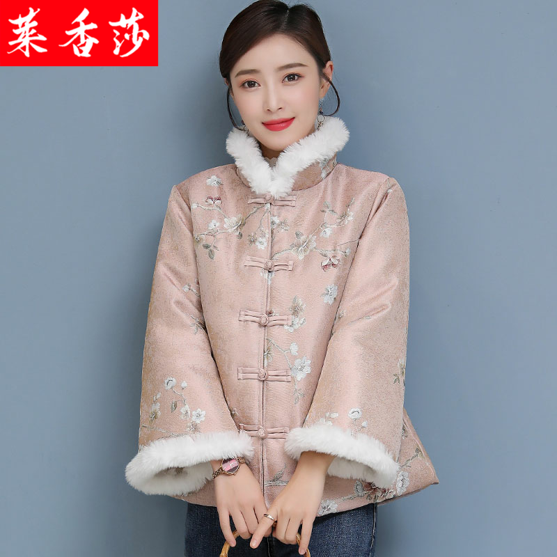 民国风复古唐装小棉袄女秋冬汉服改良旗袍外套中国风加棉加厚棉衣