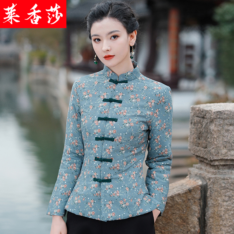 民族风复古唐装上衣小棉袄女冬季中国风改良夹棉旗袍外套加厚棉衣