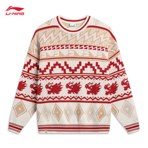 李宁日进斗金男女套头编织衫毛衣