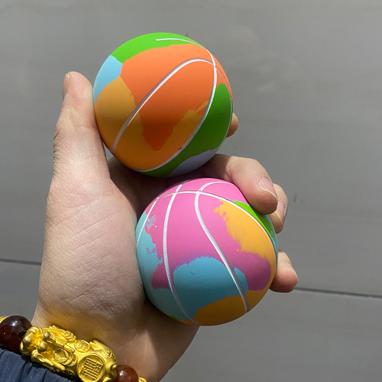 6cm幼儿宝贝彩虹色彩斑斓的空心橡胶球免充气儿童玩具球高弹力球