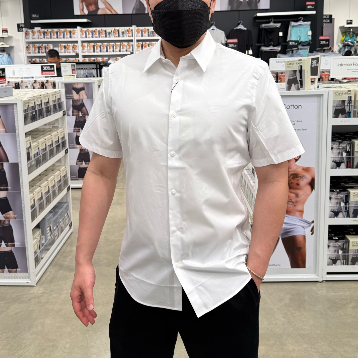 2026夏季新款CK Calvin Klein 男士商务休闲修身弹力纯色短袖衬衫