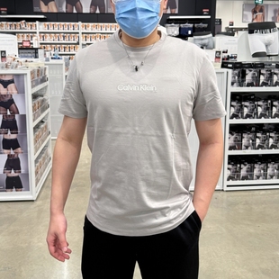 新款 男士 夏季 T恤 简约纯棉纯色LOGO印花圆领短袖 Calvin Klein
