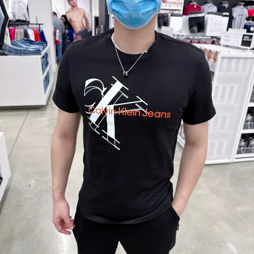 CK潮流叠印LOGO纯棉圆领短袖T恤