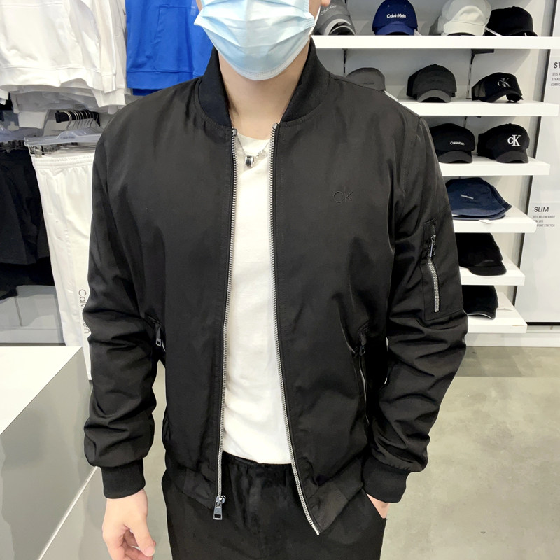 ck calvin klein 男士春季新款商务休闲百搭纯色棒球领夹克外套