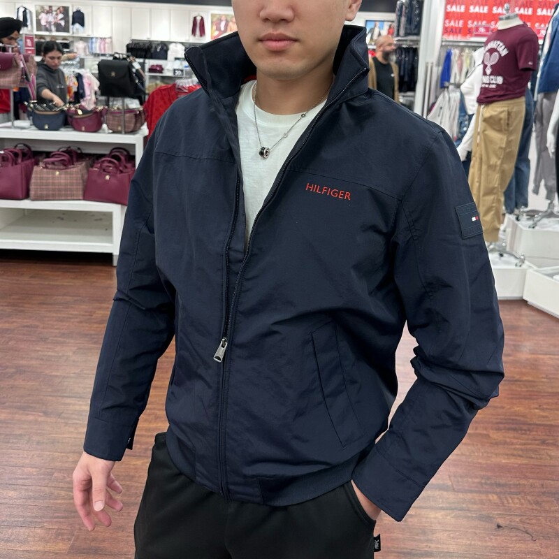 thumbnail for Tommy Hilfiger Men's New Autumn Business Casual Solid Color Stand Collar Windproof and Waterproof Jacket