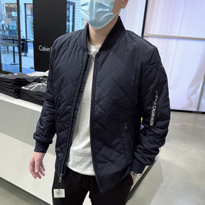 CK Calvin Klein 男士冬季新款休闲时尚保暖棒球领飞行员棉衣夹克