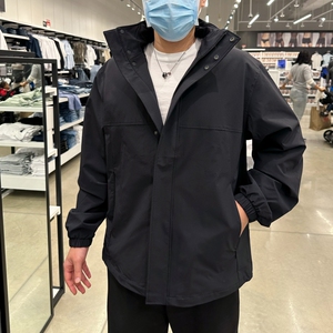 CK/Calvin Klein 男士秋冬新款纯色百搭立领连帽防水防风夹克外套