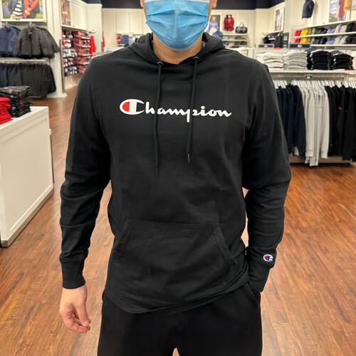 Champion潮流印花连帽长袖T恤