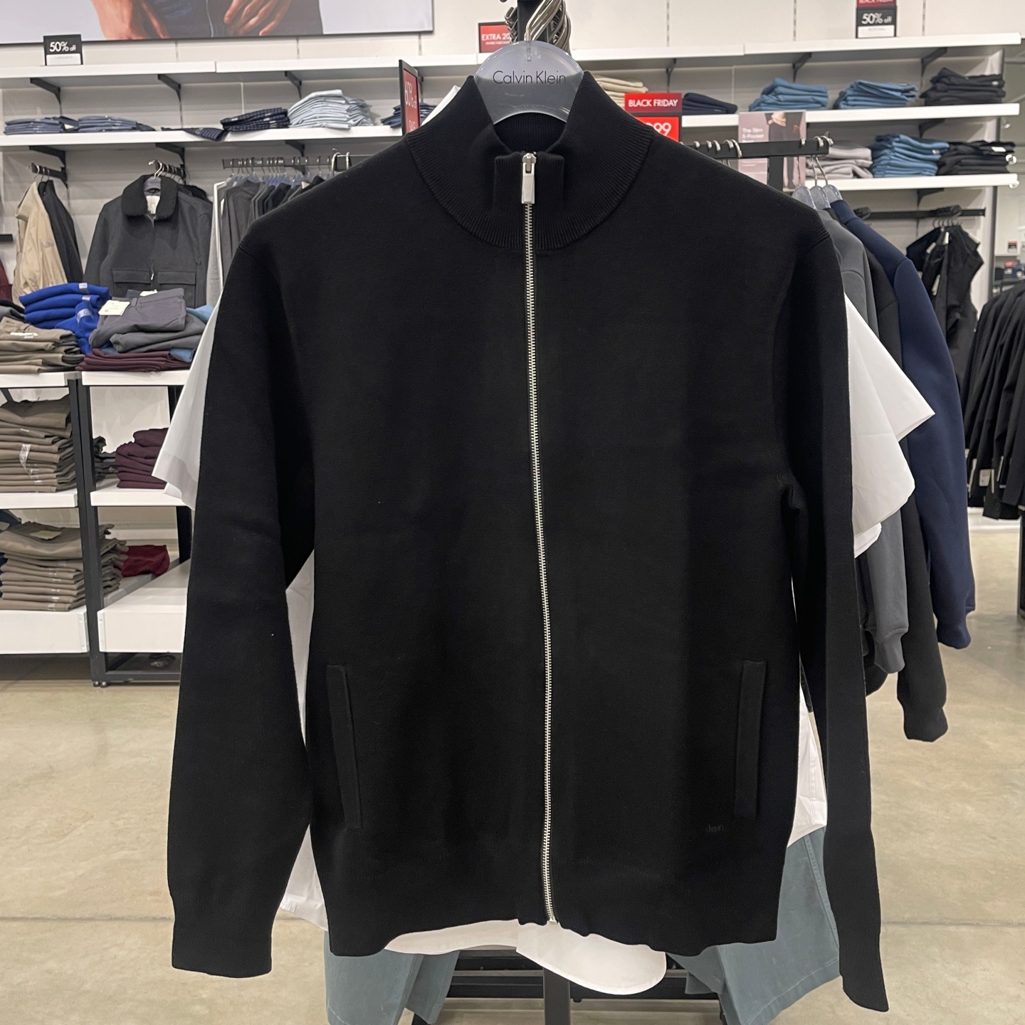 CK男士简约纯色百搭拉链开衫厚款