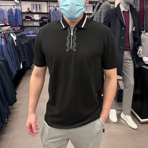 HugoBoss简约短袖精梳棉POLO衫