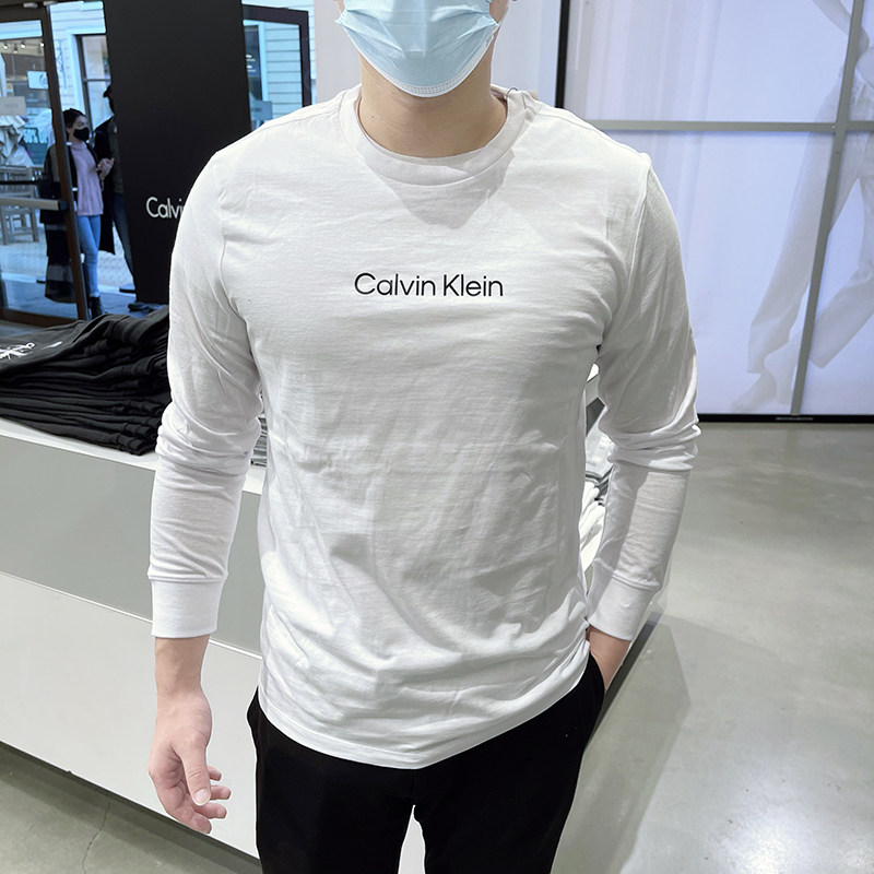CK男士休闲百搭纯色圆领长袖T恤