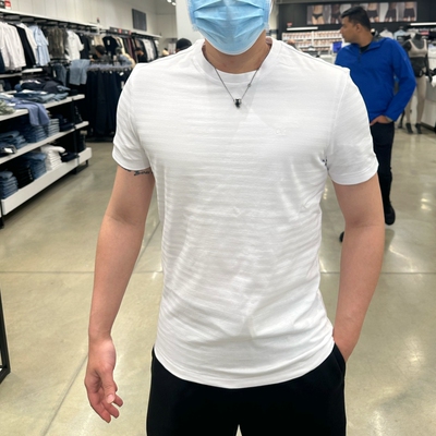 CK时尚潮流暗条纹纯棉短袖T恤