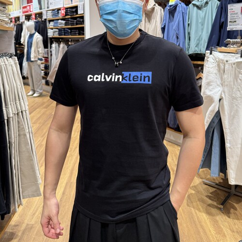 CK撞色字母LOGO纯棉圆领短袖T恤