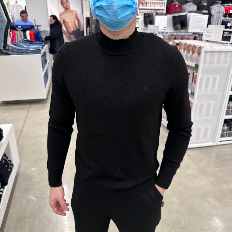 CK百搭半高领套头羊毛针织衫毛衣