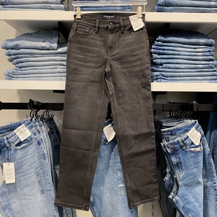 CK Calvin Klein 女士秋季新款休闲复古水洗高腰宽松直筒牛仔裤