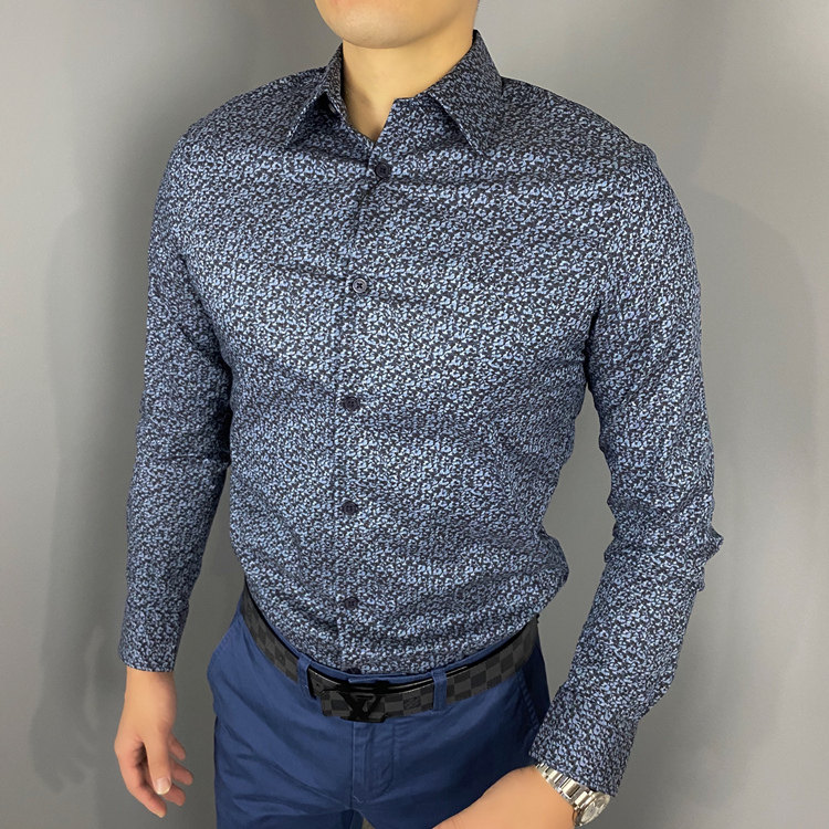 Calvin Klein/CK 男士春季新款休闲简约百搭修身纯棉条纹长袖衬衫