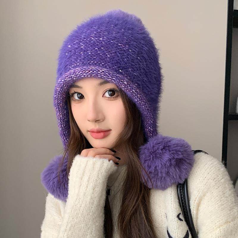 帽子女冬季时尚保暖貂毛针织帽加绒加厚骑车护耳帽2025新款毛线帽,服饰配件/皮带/帽子/围巾,帽子,淘宝优惠券,粉丝福利购,淘宝优惠卷