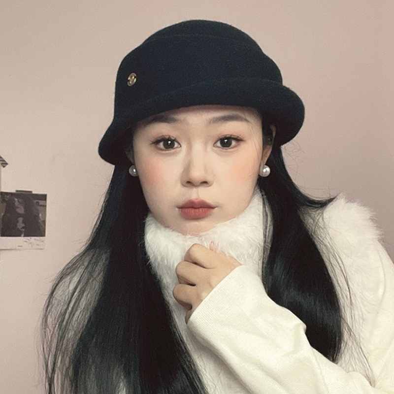 黑色小礼帽女秋冬优雅赫本风