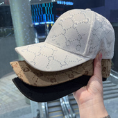 显脸小鸭舌帽出游防晒帽潮 时尚 韩版 水钻字母硬顶棒球帽子女春夏季