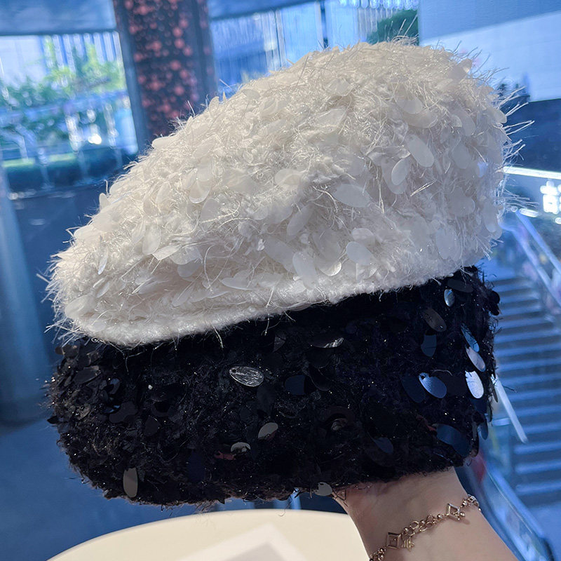 优雅亮片鸭舌帽百搭显脸小前进帽