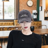 字母破洞棒球帽子女做旧潮流鸭舌帽春夏季 韩版 美式 百搭防晒遮阳帽