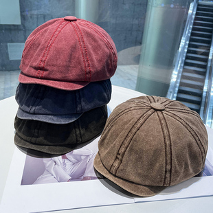 小众贝雷帽女日系英伦复古鸭舌帽男休闲百搭显脸小八角帽女画家帽
