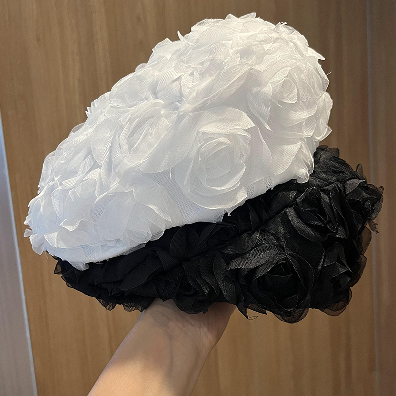 夏季玫瑰花鸭舌帽个性优雅显脸小