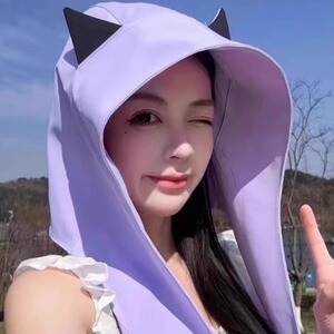 新款一帽两用当包包小恶魔防晒帽