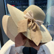 草帽女夏2025新款 撞色可折叠女士大檐遮阳帽子海边度假防晒沙滩帽