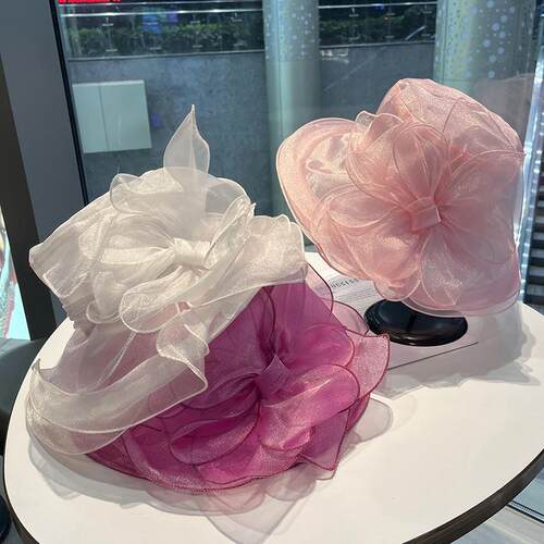 欧根纱帽防晒遮阳大沿时装帽
