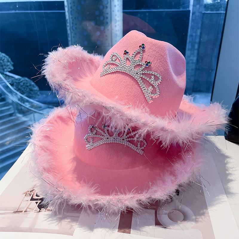 粉色公主牛仔帽皇冠派对音乐节