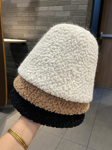 冬季羊羔绒渔夫帽加厚加绒保暖水桶帽子女韩版潮百搭兔毛毛绒盆帽