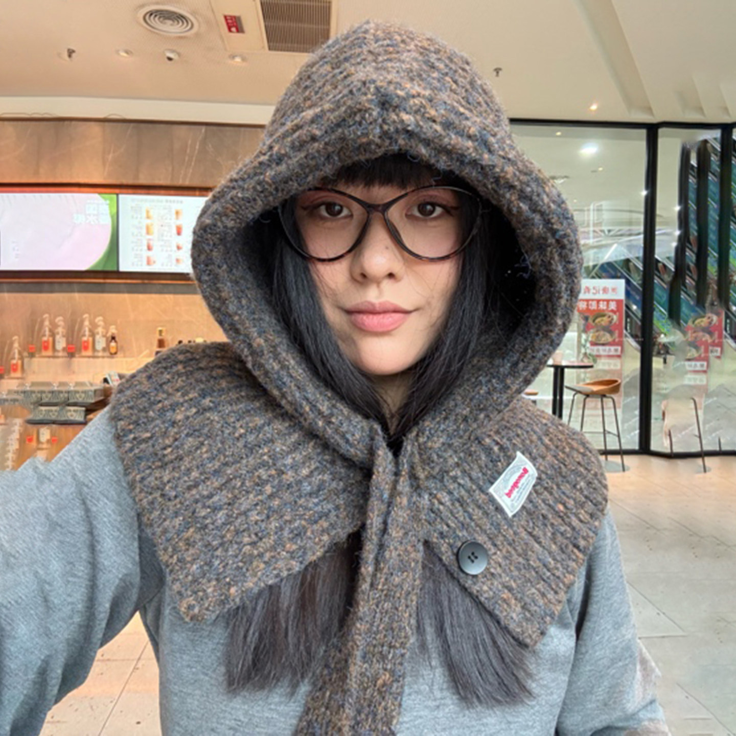 巴拉克拉法帽女新款冬季加厚保暖护耳帽围脖一体百搭骑行毛线帽子