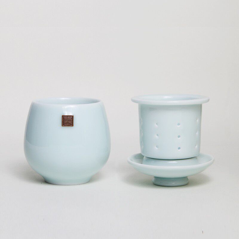 现货逍遥杯 旅行茶杯 旅游茶具 陶瓷茶杯 茶道盖碗 龙泉