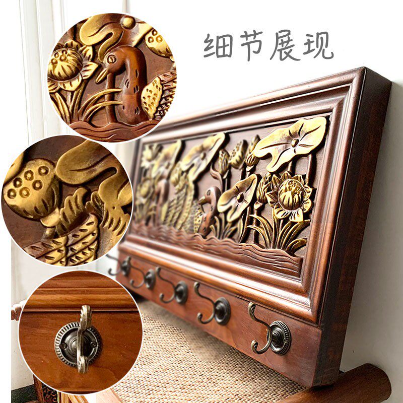 热销实木配电箱h电表箱遮挡箱新中式客厅装饰画电源电闸箱挂画带
