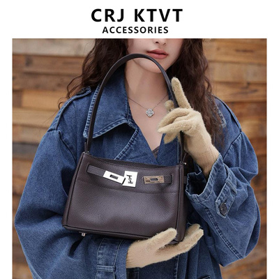 CRJKTVT小众真皮凯莉包女通勤