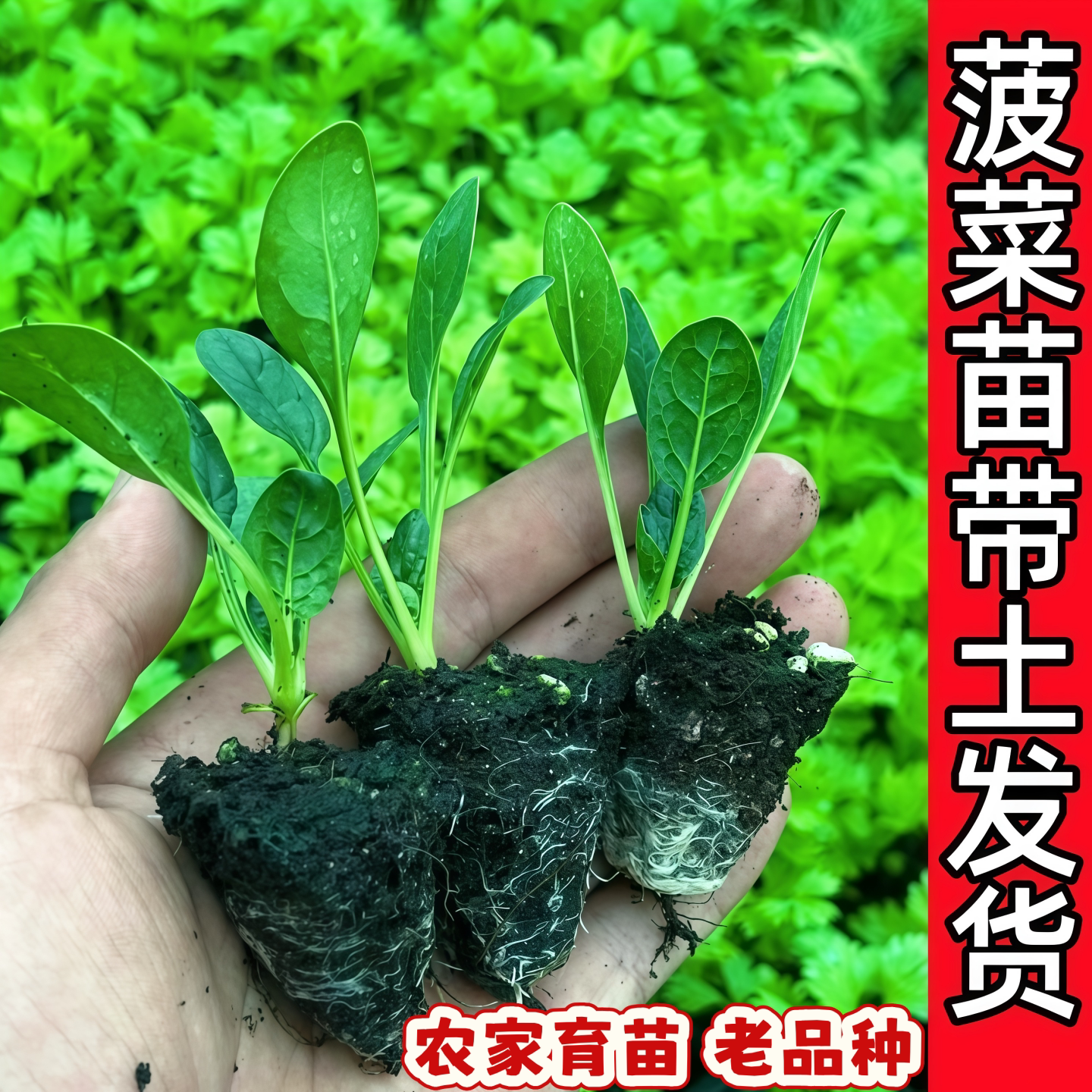 菠菜秧苗菠菜种子大叶耐寒趴地菠菜新鲜根苗带土老品种小叶菠菜苗
