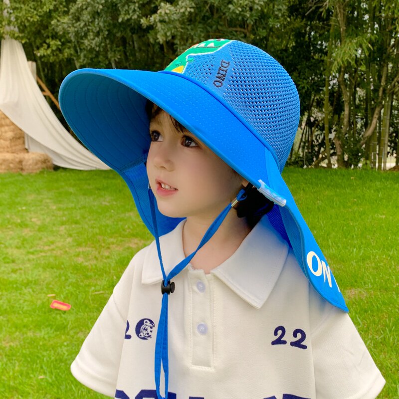 女孩大帽檐防紫外线儿童披肩帽子男童防晒帽遮阳帽宝宝太阳帽夏季
