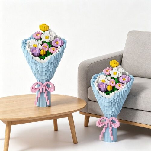 2026年新款花束积木3d立体玩具摆件520情人节送女友生日惊喜礼物