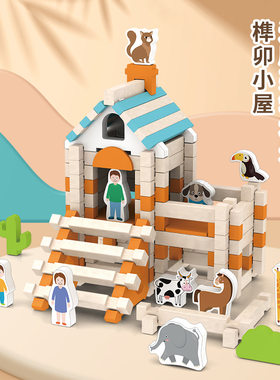 木制鲁班榫卯结构积木拼装儿童早教建筑大师3d立体空间建构玩具