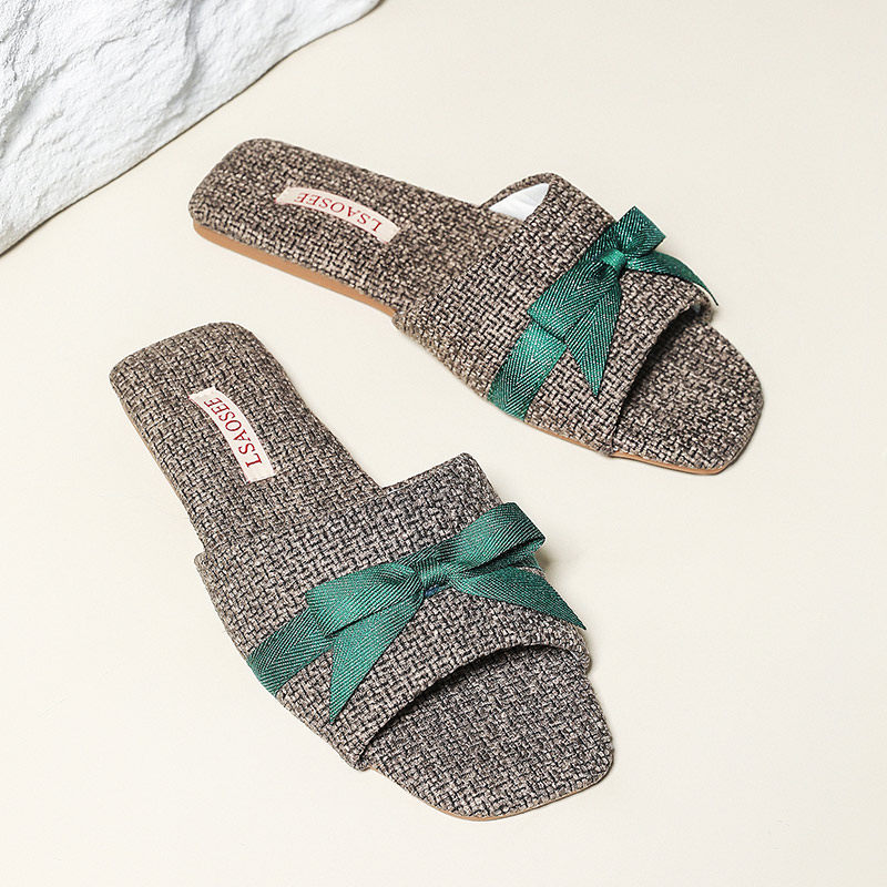 夏甜美时尚法式蝴蝶结亚麻凉拖鞋女情侣防滑轻便牛筋底家用拖鞋男,居家布艺,居家凉拖/凉鞋,淘宝优惠券,粉丝福利购,淘宝优惠卷