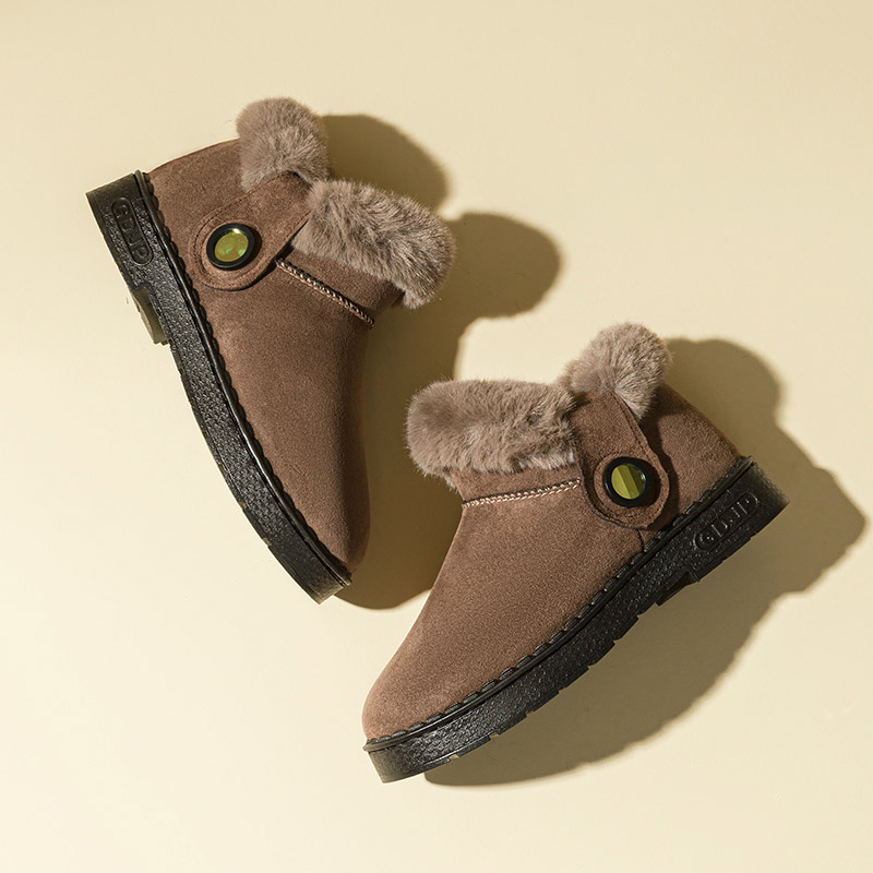 冬季麂皮绒防水PU皮面保暖棉拖鞋女包跟居家厚底防滑加绒棉鞋外穿