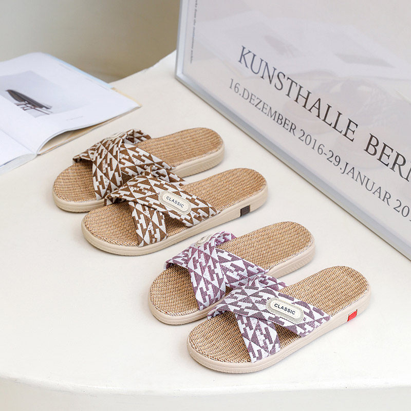 春夏用交叉带亚麻凉拖鞋女厚底防滑清凉透气轻便轻声四季居男,居家布艺,居家亚麻拖鞋,淘宝优惠券,粉丝福利购,淘宝优惠卷