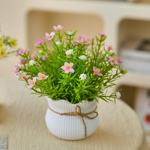 喜莱卡满天星仿真花摆设客厅餐桌装饰花艺摆件仿真绿植盆栽小盆花