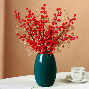仿真花摆设发财果红果假花 客厅餐桌摆花过年装饰 年宵花艺摆件