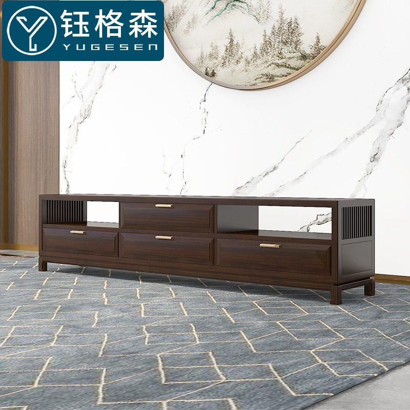 钰格森新中式金檀木电视柜实木客厅双抽地柜整装家具现代简约禅意在类目 住宅家具, 柜类, 电视柜中 - 来自Buy2taobao.com提供专业的淘宝代购服务