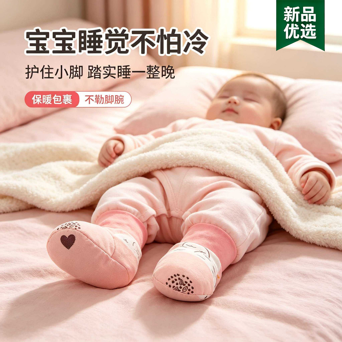 宝宝睡觉专用睡袋脚套保暖护脚秋冬季夹棉加厚儿童睡眠袜软底鞋子
