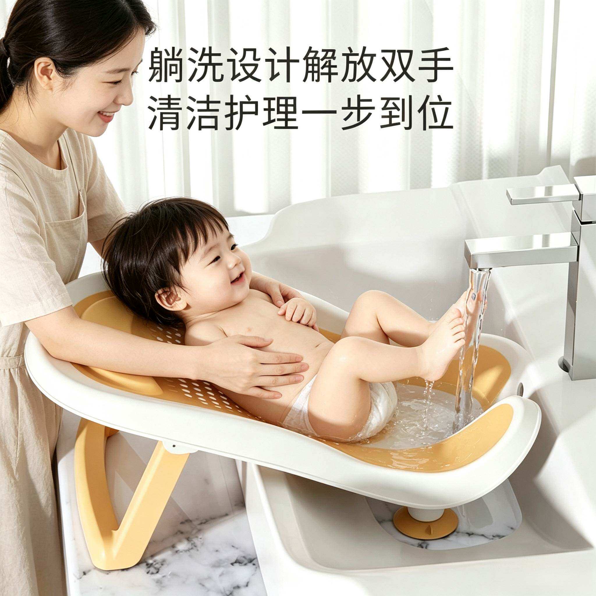 婴儿洗屁屁神器女宝宝洗屁股冲洗架男新生儿童洗澡浴盆躺托小月龄