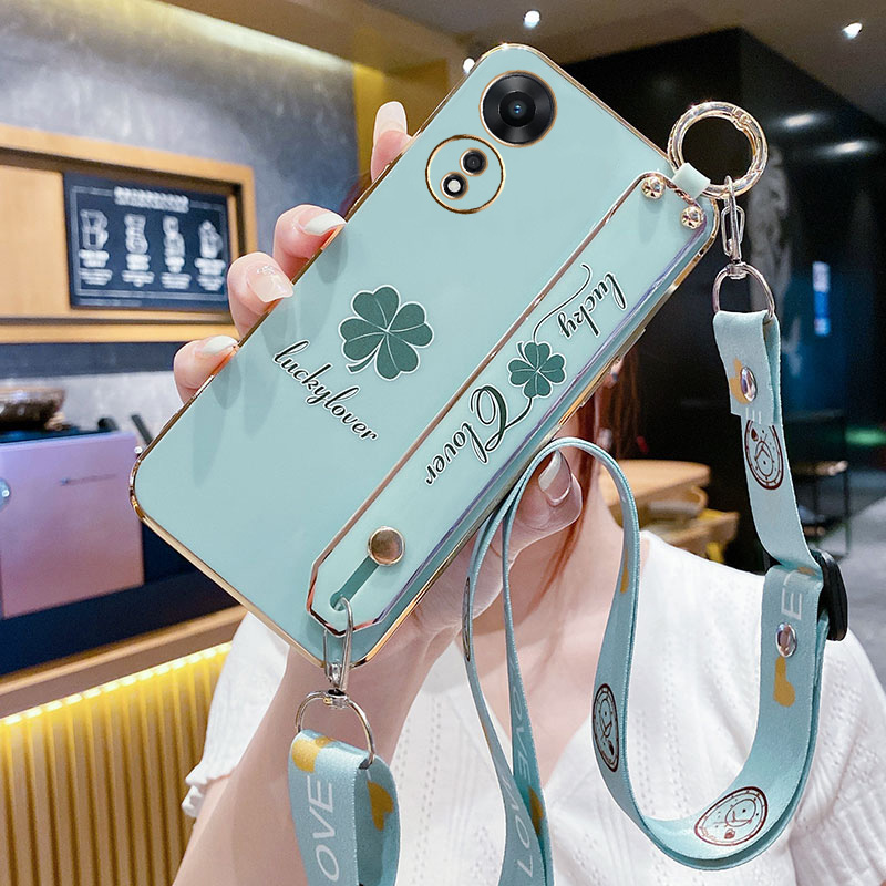 OPPOA15G版手机壳四叶草腕带